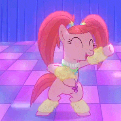 Size: 427x424 | Tagged: safe, derpibooru import, screencap, pacific glow, earth pony, pony, the saddle row review, animated, cropped, cute, dancing, female, glowbetes, mare, pacifier, rave, solo