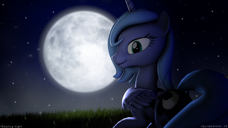 Size: 1920x1080 | Tagged: safe, artist:spyrophantom, derpibooru import, princess luna, 3d, moon, night, s1 luna, solo, source filmmaker