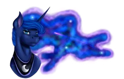 Size: 5760x3672 | Tagged: absurd resolution, artist:crazyaniknowit, bust, derpibooru import, galaxy mane, portrait, princess luna, safe, shooting star, simple background, solo, transparent background