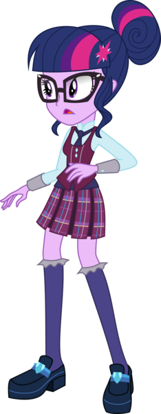 Size: 3000x7678 | Tagged: safe, artist:aqua-pony, derpibooru import, sci-twi, twilight sparkle, equestria girls, friendship games, absurd resolution, clothes, crystal prep academy, crystal prep academy uniform, crystal prep shadowbolts, glasses, inkscape, open mouth, pleated skirt, school uniform, simple background, skirt, solo, transparent background, vector