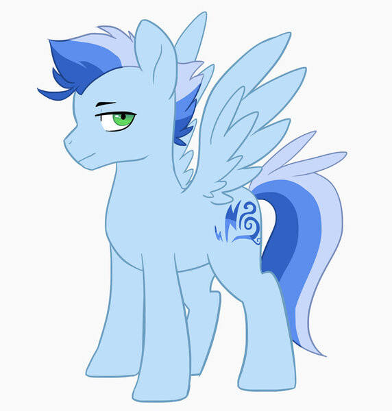 Size: 872x915 | Tagged: safe, artist:kianamai, derpibooru import, oc, oc:icy storm, unofficial characters only, pegasus, pony, kilalaverse, colt, male, next generation, offspring, parent:rainbow dash, parent:soarin', parents:soarindash, redesign, simple background, solo, white background