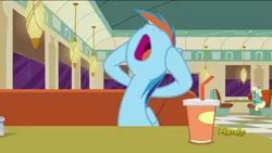 Size: 1920x1080 | Tagged: derpibooru import, discovery family logo, drama queen, female, holding head, honey curls, mare, mare e. lynn, nose in the air, rainbow dash, rainbow fash, safe, screencap, solo, the saddle row review, volumetric mouth