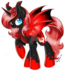 Size: 1024x1058 | Tagged: safe, artist:silent-shadow-wolf, derpibooru import, oc, oc:princess bloodbourne, unofficial characters only, alicorn, bat pony, bat pony alicorn, pony, alicorn oc, april fools, bat wings, donut steel, ethereal mane, joke oc, red and black oc, simple background, slit eyes, transparent background, watermark