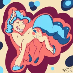 Size: 1000x1000 | Tagged: abstract background, artist:bowlingfailure14, bubble berry, derpibooru import, eyes closed, grin, happy, limited palette, male, open mouth, pinkie pie, rule 63, safe, signature, smiling, solo, stallion