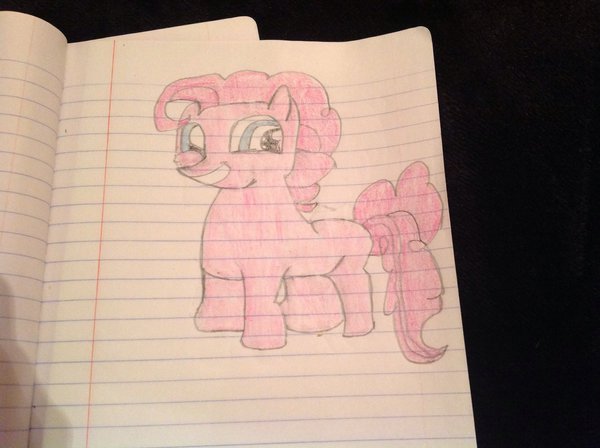 Size: 600x448 | Tagged: safe, artist:vazquezg19, derpibooru import, pinkie pie, bubble berry, lined paper, rule 63, solo, traditional art