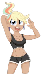 Size: 805x1414 | Tagged: armpits, artist:dbkit, derpibooru import, human, humanized, oc, oc:kite runner, offspring, parent:dumbbell, parent:rainbow dash, parents:dumbdash, ponytail, safe, unofficial characters only