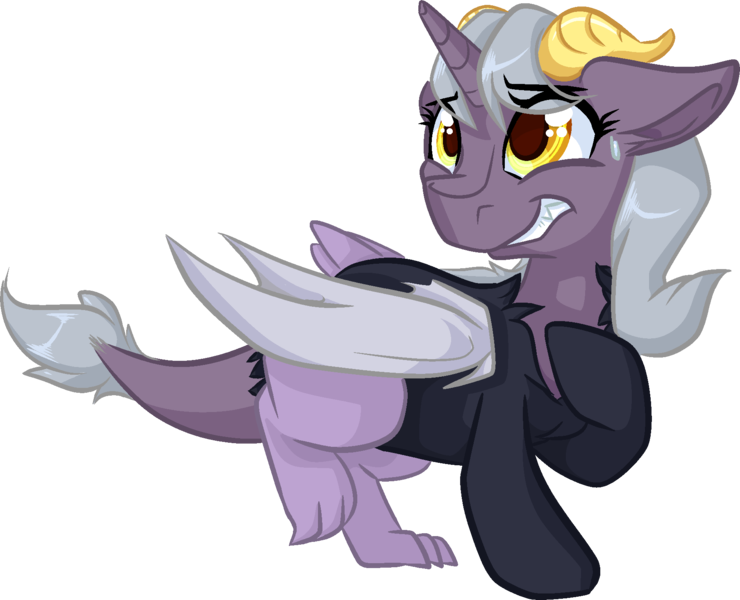 Size: 1806x1465 | Tagged: safe, artist:paintsplatter, derpibooru import, oc, oc:lambent, unofficial characters only, hybrid, interspecies offspring, offspring, parent:discord, parent:princess luna, parents:lunacord, simple background, solo, transparent background