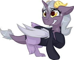 Size: 1806x1465 | Tagged: safe, artist:paintsplatter, derpibooru import, oc, oc:lambent, unofficial characters only, hybrid, interspecies offspring, offspring, parent:discord, parent:princess luna, parents:lunacord, simple background, solo, transparent background