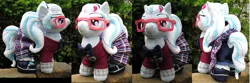 Size: 1093x364 | Tagged: safe, artist:drachefrau, derpibooru import, sugarcoat, ponified, pony, clothes, crystal prep academy uniform, equestria girls ponified, glasses, irl, looking at you, photo, plushie, school uniform, solo