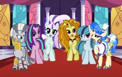 Size: 1024x646 | Tagged: safe, artist:3d4d, derpibooru import, adagio dazzle, aria blaze, coloratura, sapphire shores, sonata dusk, zecora, ponified, zebra, equestria girls, alternate mane six, alternate universe, countess coloratura, equestria girls ponified, the dazzlings