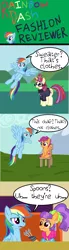 Size: 1500x5472 | Tagged: absurd resolution, artist:oneovertwo, comic, derpibooru import, moondancer, not clothes, plaid stripes, rainbow dash, safe, scootaloo, the saddle row review