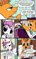 Size: 944x1535 | Tagged: alternate timeline, artist:vistamage, comic, comic:decadence, crystal war timeline, derpibooru import, hospital, nurse, oc, oc:featherwind, oc:redcross, rainbow dash, safe