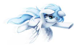 Size: 973x575 | Tagged: safe, artist:pepooni, derpibooru import, oc, oc:cometstorm, unofficial characters only, pegasus, pony, female, floppy ears, flying, lidded eyes, mare, salute, simple background, solo, spread wings, transparent background, underhoof, windswept mane, wings