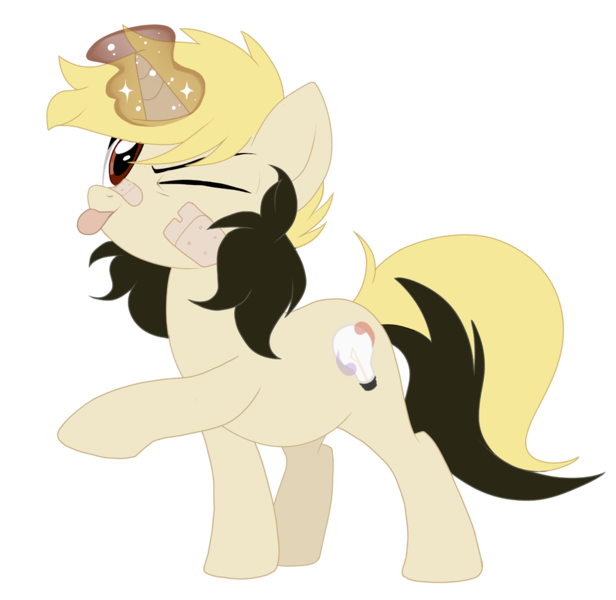 Size: 983x957 | Tagged: safe, artist:pepooni, derpibooru import, oc, oc:ida bright, unofficial characters only, pony, unicorn, bandaid, magic, solo