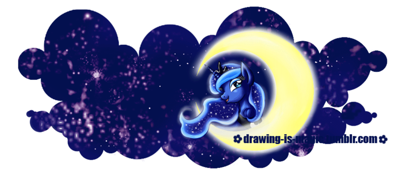 Size: 800x351 | Tagged: artist:mana-kyusai, derpibooru import, moon, princess luna, safe, solo, stars, tangible heavenly object