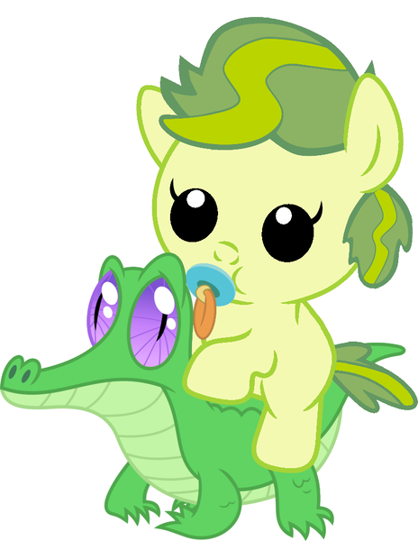 Size: 786x1017 | Tagged: safe, artist:red4567, derpibooru import, apple bud, gummy, pony, baby, baby pony, cute, pacifier, ponies riding gators, riding, weapons-grade cute