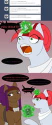 Size: 898x2156 | Tagged: artist:lunis1992, ask the amazon mares, derpibooru import, dialogue, fangs, magic, oc, oc:healing wind, oc:warcry, safe, scrunchy face, tumblr, unofficial characters only