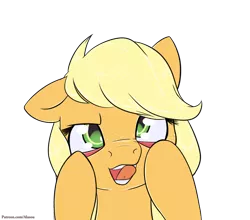 Size: 1250x1100 | Tagged: safe, artist:alasou, deleted from derpibooru, derpibooru import, applejack, pony, cute, jackabetes, looking at you, silly, silly face, silly pony, simple background, solo, transparent background, who's a silly pony