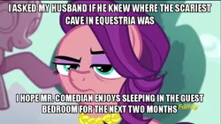 Size: 800x450 | Tagged: caption, comeback, crusaders of the lost mark, derpibooru import, edit, edited screencap, image macro, implied vagina, insult, meme, oh snap, scariest cave in equestria, screencap, solo, spoiled rich, suggestive, wiseass
