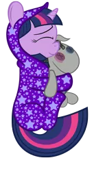 Size: 3000x5494 | Tagged: absurd resolution, artist:spellboundcanvas, cuddling, cute, derpibooru import, footed sleeper, hug, onesie, safe, sleeping, smarty pants, snuggling, twiabetes, twilight sparkle, weapons-grade cute