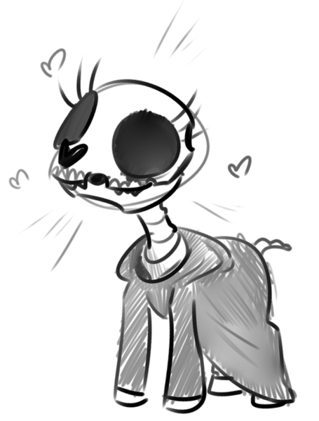 Size: 502x662 | Tagged: artist:nobody, cloak, clothes, derpibooru import, heart, safe, skeleton, skeleton pony, solo