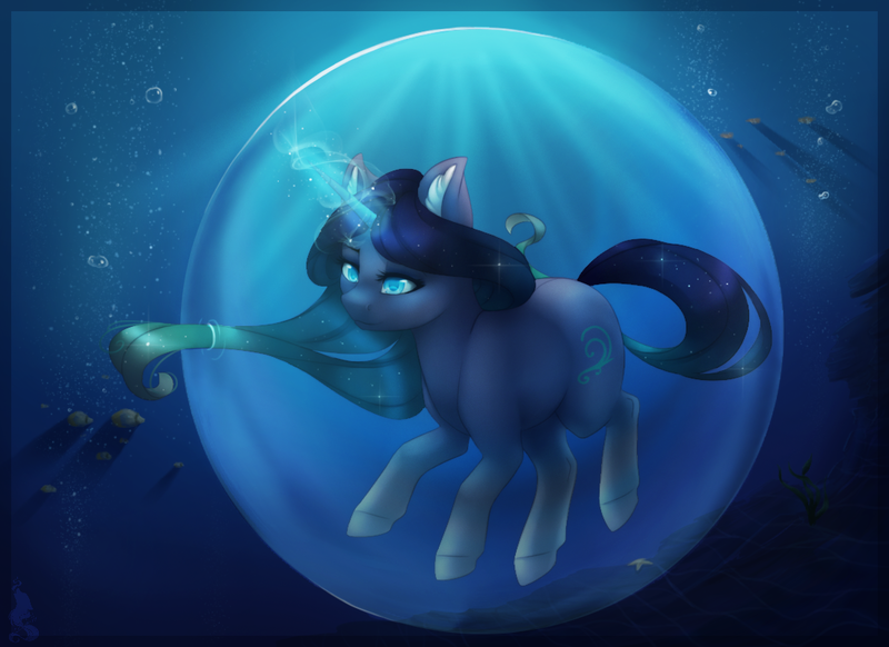 Size: 1100x800 | Tagged: artist:silentwulv, derpibooru import, oc, oc:aquatic marble, safe, solo, underwater, unofficial characters only, water bubble