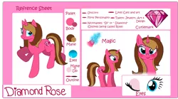 Size: 2459x1370 | Tagged: safe, artist:diamond--rose, derpibooru import, oc, oc:diamond rose, unofficial characters only, reference sheet, solo