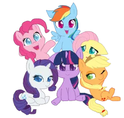 Size: 739x701 | Tagged: safe, artist:diamond--rose, derpibooru import, applejack, fluttershy, pinkie pie, rainbow dash, rarity, twilight sparkle, chibi, mane six, simple background, transparent background