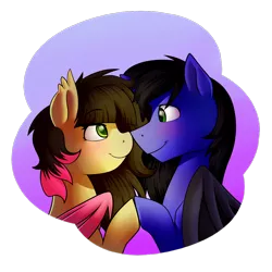 Size: 2000x2000 | Tagged: safe, artist:rubywave32, derpibooru import, oc, unofficial characters only, bat pony, pony, female, male, oc x oc, shipping, straight