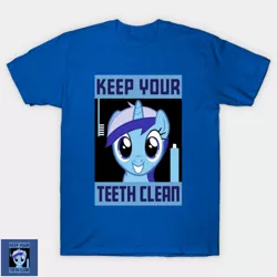 Size: 565x565 | Tagged: artist:mikej, cute, dental hygiene, derpibooru import, minubetes, minuette, parody, poster, safe, shirt design, simple background, teepublic, toothbrush, toothpaste, vector, white background, wpa