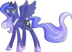 Size: 1024x747 | Tagged: safe, artist:cecilycabbage, artist:crponies, derpibooru import, princess luna, simple background, solo, spread wings, transparent background