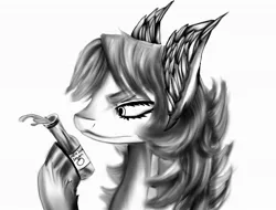 Size: 2048x1556 | Tagged: safe, artist:brainiac, derpibooru import, oc, oc:hunters moon, unofficial characters only, pegasus, pony, alcohol, alternate universe, black and white, female, fight, grayscale, monochrome, solo, unshorn fetlocks