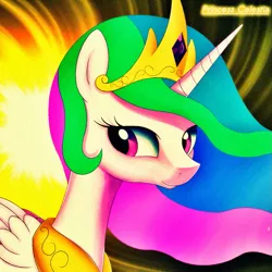 Size: 933x932 | Tagged: safe, artist:quanxaro, derpibooru import, princess celestia, alicorn, pony, female, mare, smiling, solo