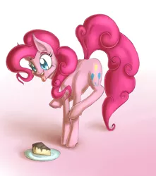 Size: 796x900 | Tagged: safe, artist:countaile, derpibooru import, pinkie pie, cake, cheesecake, food, solo, tongue out