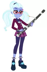 Size: 403x609 | Tagged: safe, artist:haleyc4629, derpibooru import, sugarcoat, equestria girls, friendship games, bassoon, clothes, crystal prep academy uniform, musical instrument, school uniform, simple background, solo, white background