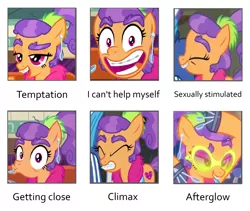 Size: 1216x1024 | Tagged: suggestive, derpibooru import, edit, edited screencap, screencap, plaid stripes, earth pony, pony, the saddle row review, drawing meme, faic, implied orgasm, implied sex, lewd emotions, out of context