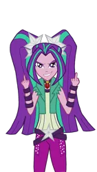 Size: 1494x2656 | Tagged: safe, artist:shigo96, derpibooru import, aria blaze, equestria girls, rainbow rocks, deuce, female, fuck you, gem, middle finger, siren gem, solo, vulgar