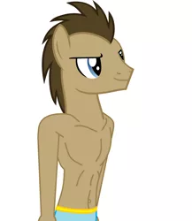 Size: 7424x8568 | Tagged: absurd resolution, anthro, bare chest, belly button, boxers, clothes, derpibooru import, doctor whooves, edit, male, smiling, solo, solo male, suggestive, time turner, topless, underwear