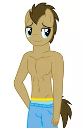 Size: 4086x6358 | Tagged: absurd resolution, anthro, bare chest, belly button, boxers, clothes, derpibooru import, doctor whooves, male, pants, solo, solo male, suggestive, time turner, topless, underwear