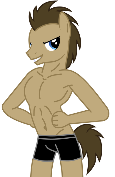 Size: 3736x5728 | Tagged: suggestive, derpibooru import, doctor whooves, time turner, anthro, absurd resolution, bare chest, belly button, black underwear, boxers, clothes, male, solo, solo male, topless, underwear