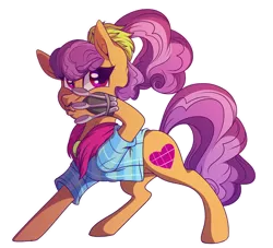 Size: 6610x6000 | Tagged: absurd resolution, artist:elskafox, clothes, cute, derpibooru import, plaidabetes, plaid stripes, safe, simple background, solo, spoon, spoon clothes, the saddle row review, transparent background