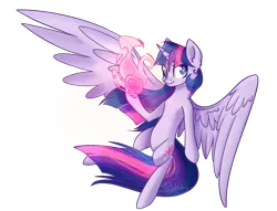 Size: 1700x1299 | Tagged: safe, artist:mp-printer, derpibooru import, twilight sparkle, twilight sparkle (alicorn), alicorn, pony, female, flying, magic, mare, simple background, solo, transparent background