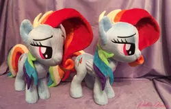 Size: 3760x2392 | Tagged: artist:zombies8mywaffle, bedroom eyes, derpibooru import, duo, ebay, handmade, irl, newbie dash, photo, plushie, rainbow dash, rainbow fash, rarity, safe