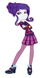Size: 1800x3500 | Tagged: safe, artist:mixiepie, derpibooru import, rarity, equestria girls, friendship games, alternate universe, clothes, crossed arms, crystal prep academy, crystal prep academy uniform, crystal prep shadowbolts, high heels, necktie, pleated skirt, school uniform, simple background, skirt, solo, transparent background