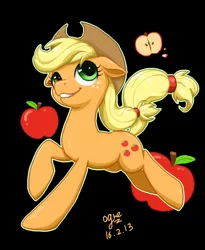 Size: 3070x3743 | Tagged: apple, applejack, artist:ogre, black background, derpibooru import, food, pixiv, safe, simple background, solo