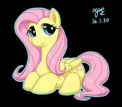 Size: 3507x3070 | Tagged: artist:ogre, black background, derpibooru import, fluttershy, pixiv, prone, safe, simple background, solo