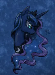 Size: 1771x2397 | Tagged: artist:ogre, bust, derpibooru import, pixiv, portrait, princess luna, profile, safe, solo