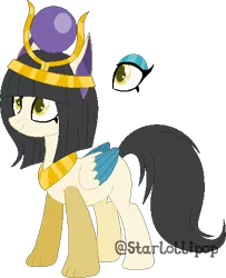 Size: 372x458 | Tagged: artist:t-aroutachiikun, derpibooru import, draconequus, egyptian, hybrid, interspecies offspring, oc, oc:princess hathor, offspring, parent:discord, parent:princess celestia, parents:dislestia, safe, solo, unofficial characters only