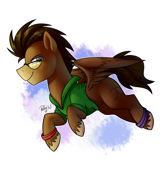 Size: 1900x2000 | Tagged: safe, artist:rubywave32, derpibooru import, oc, oc:bumper, unofficial characters only, pegasus, pony, clothes, shirt, simple background, solo, transparent background