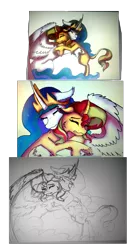 Size: 993x1809 | Tagged: artist:saphi-boo, derpibooru import, princess celestia, sad, safe, scraps, sunset shimmer